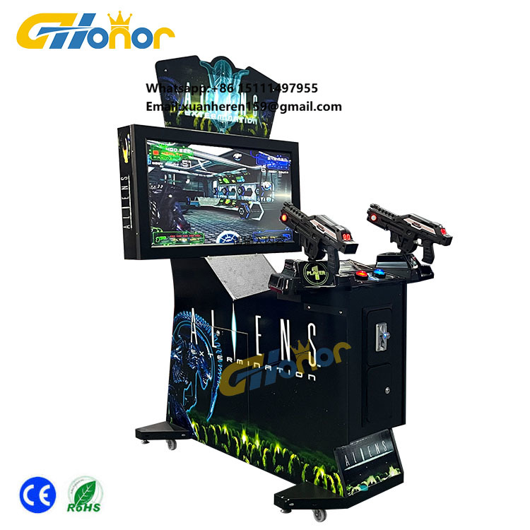 Arcade Games & Vending Llc Photos - เครื่องเกมยิงปืนหยอดเหรียญในร่มในสวนสนุก เกมยิงเอเลี่ยนหยอดเหรียญ เครื่องเกมจำลองการยิงปืนอาร์เคด