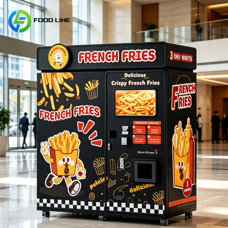 Popcorn Vending Machine - ตู้จำหน่ายเฟรนช์ฟรายส์อัตโนมัติเต็มรูปแบบ ตู้คีออสก์เฟรนช์ฟรายส์อัจฉริยะ สแกนเพื่อชำระเงิน ระบบจ่ายอาหารเร็วแบบหุ่นยนต์ ปรับแต่งได้